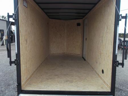 New 2027 Covered Wagon Trailers 6x10 Cargo / Enclosed Trailer / 6'6" Interior / Extra Wide Ramp / RV Side Door / LEDs / .030 Silver Semi-Screwless Exterior / Black Out Package