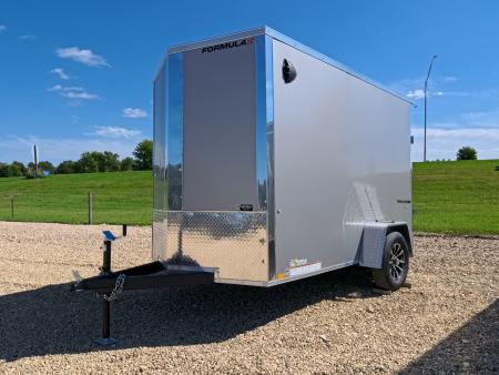 New 2027 Formula Trailers 6' x 10' x 6'6  Traverse Flat Top V-Nose with 3K GVWR, Rear Flare w/2 Loading Lights, Ramp Extension, D-Rings & Black Aluminum Wheels