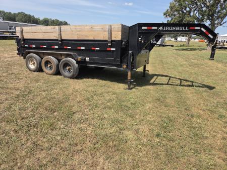 Used 2023 Iron Bull 83X16 TRIPLE 21K GOOSENECK DUMP W/24" SIDES & BOARD EXTENSIONS
