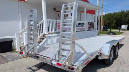New 2026 EBY 20' ALL ALUMINUM Lo Pro Equipment Hauler w/ 6' Standup Ramps