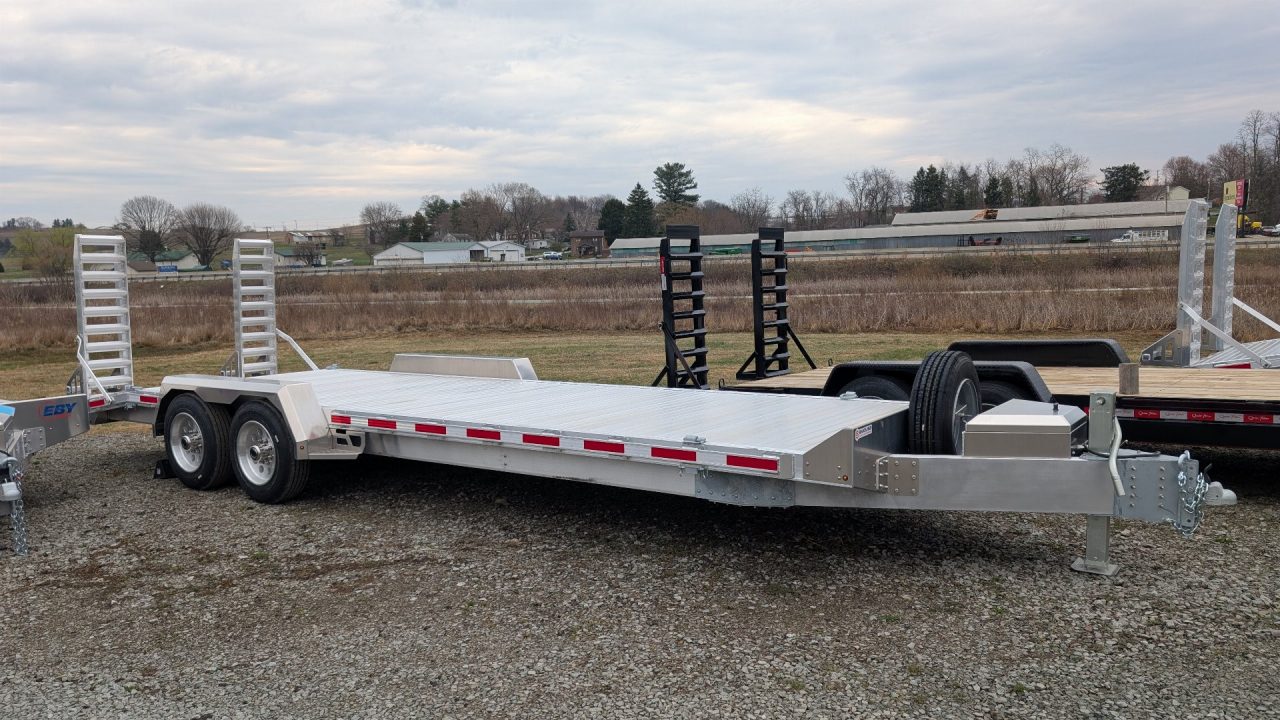 New 2026 EBY 24'6" ALL ALUMINUM Lo Pro Equipment Hauler w/ 6' Standup Ramps (8K AXLES!)