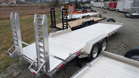 New 2026 EBY 24'6" ALL ALUMINUM Lo Pro Equipment Hauler w/ 6' Standup Ramps (8K AXLES!)