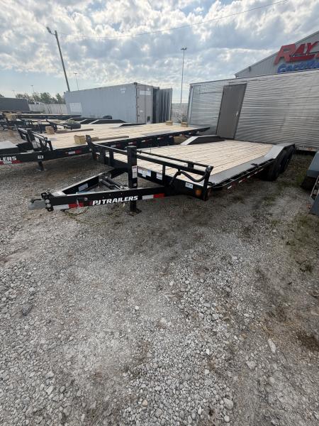 New 2027 PJ TRAILER SUPER-WIDE B6222 83X22 TA DOVETAIL W/ SLIDE IN RAMPS (GVW:14000) BLACK