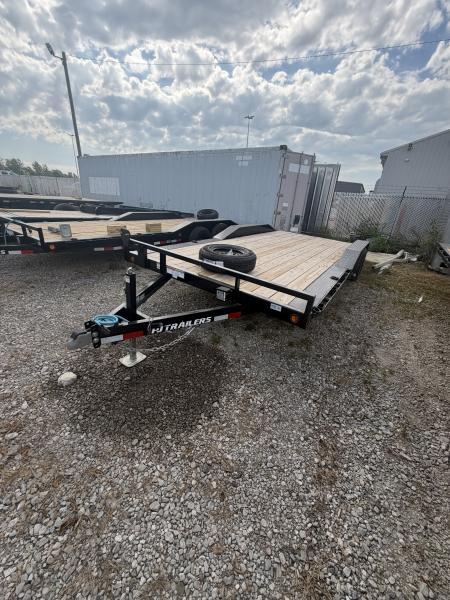 New 2027 PJ TRAILERS CARHAULER B5182 83X18 TA BUGGY DOVETAIL W/ SLIDE IN RAMPS (GVW:9899) BLACK