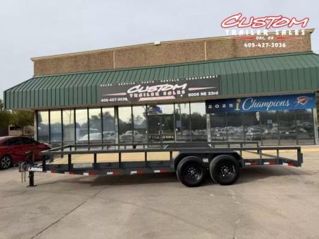 New #158538 2027 LAMAR U6 22 X 83 HEAVY DUTY SQUARE TUBE TOP 14K UTILITY TRAILER W/ SLIDE IN RAMPS