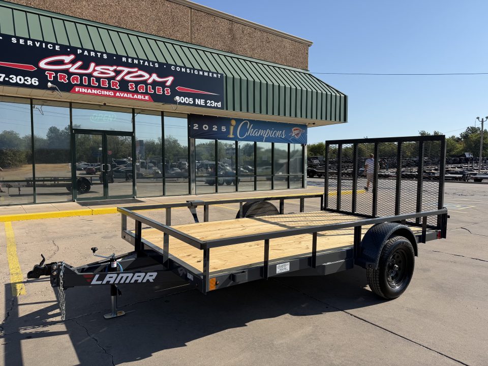 New #159188 2027 LAMAR UC 12 X 83 SINGLE AXLE PIPE TOP 3K UTILITY TRAILER W/ REAR RAMP GATE