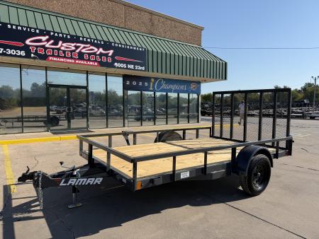 New #159188 2027 LAMAR UC 12 X 83 SINGLE AXLE PIPE TOP 3K UTILITY TRAILER W/ REAR RAMP GATE
