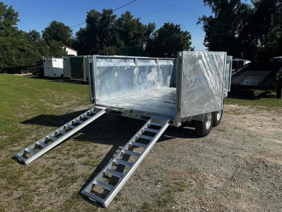 New 2027 BWISE Galvanized 7x14 High Side 14k with ramps Dump Trailer