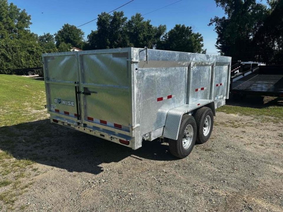 New 2027 BWISE Galvanized 7x14 High Side 14k with ramps Dump Trailer