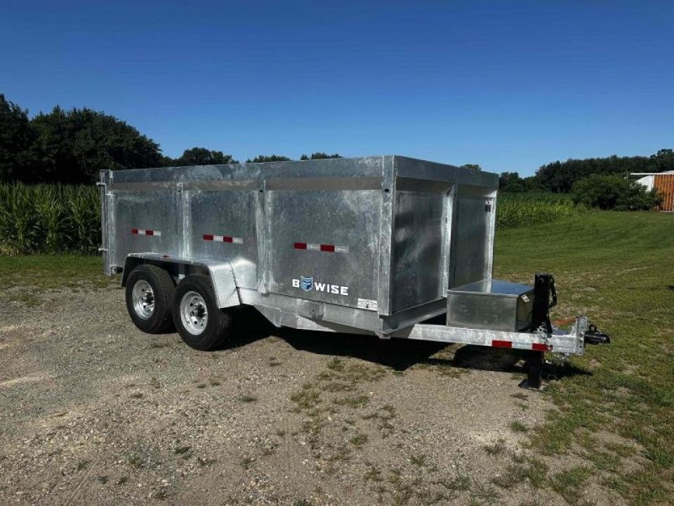 New 2027 BWISE Galvanized 7x14 High Side 14k with ramps Dump Trailer