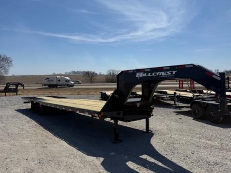 New 2027 Hillcrest Black-Grey 102 x24'+12' 25.9k Hydraulic Dovetail Gooseneck Flatbed Deckover Trailer