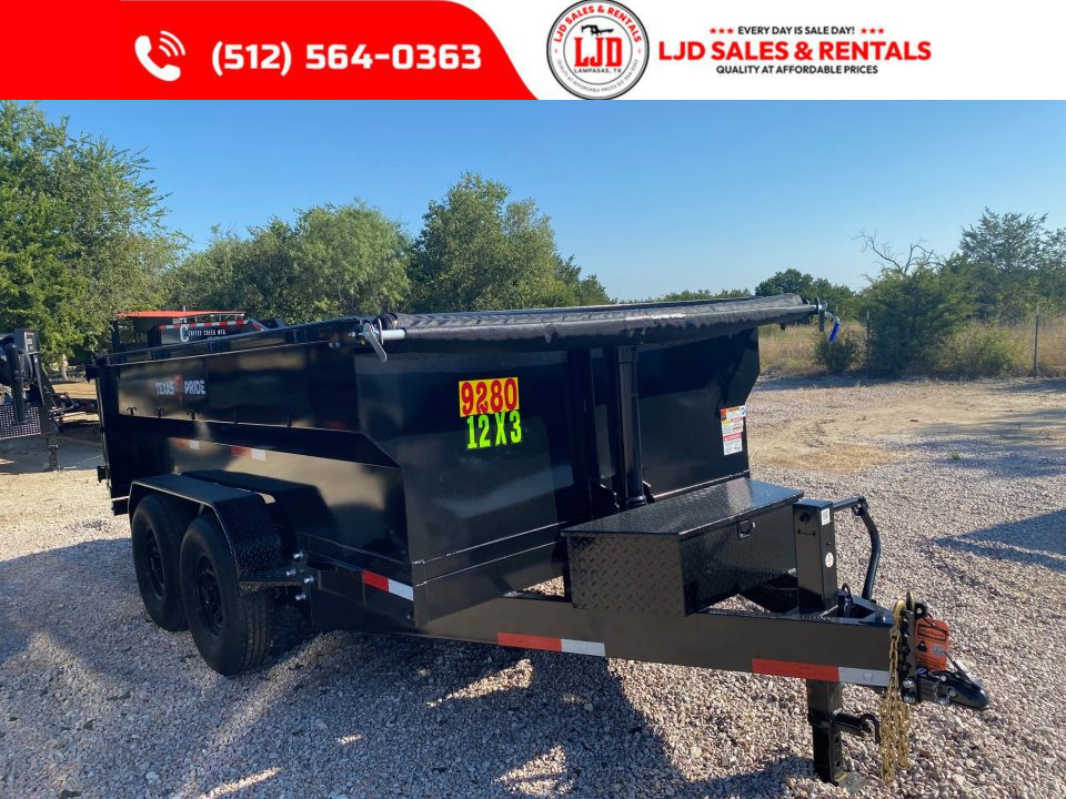 New 2027 Texas Pride - 7' x 12' x 3' Dump Trailer - 16K - Tarp - Ramps
