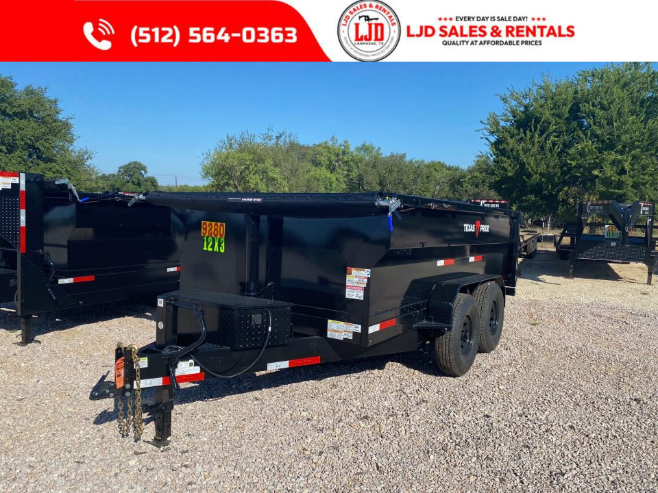 New 2027 Texas Pride - 7' x 12' x 3' Dump Trailer - 16K - Tarp - Ramps