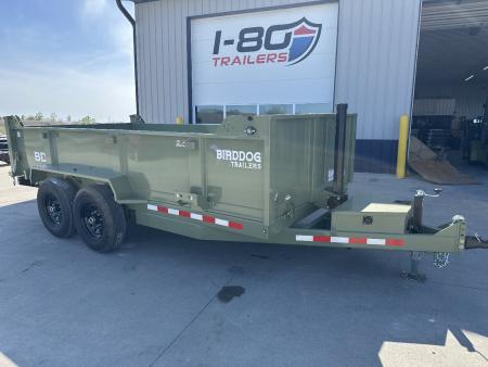 New 2027 Watchdog Green 7'x14' 14k Telescopic Bird Dog Dump Trailer