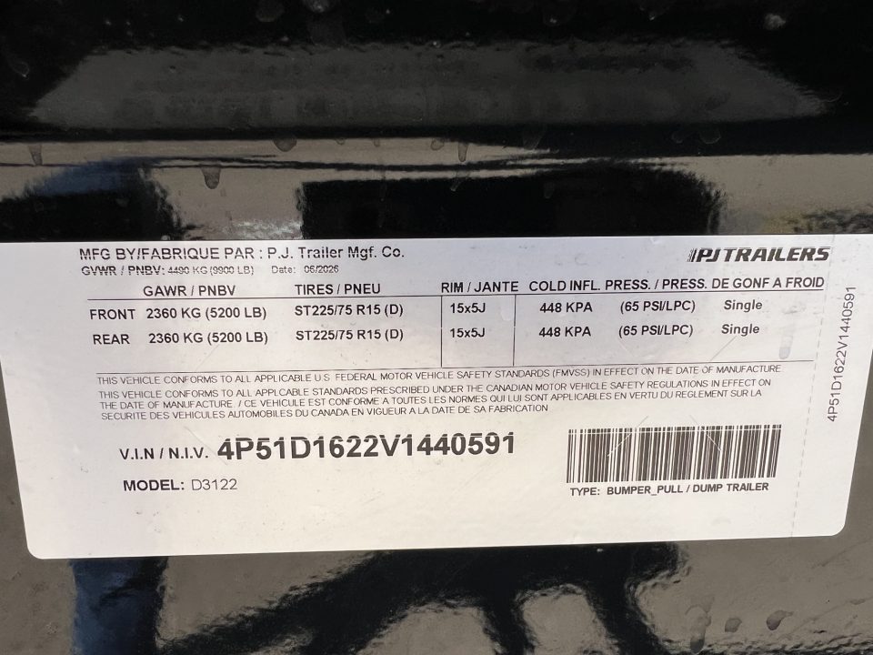 New 2027 PJ Trailers 72 X 12 D3 Dump Trailer