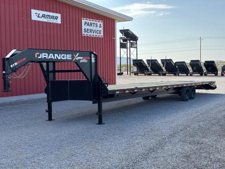 New 2027 ORANGE X 40' GOOSENECK 16K FLATBED W/MAXX RAMPS Flatbed Trailer