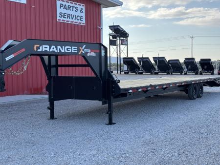 New 2027 ORANGE X 36' GOOSENECK 14K FLATBED W/MAXX RAMPS Flatbed Trailer