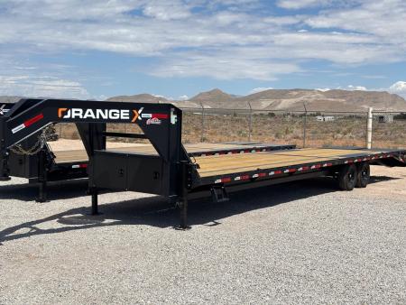 New 2027 ORANGE X 36' GOOSENECK 14K FLATBED W/MAXX RAMPS Flatbed Trailer