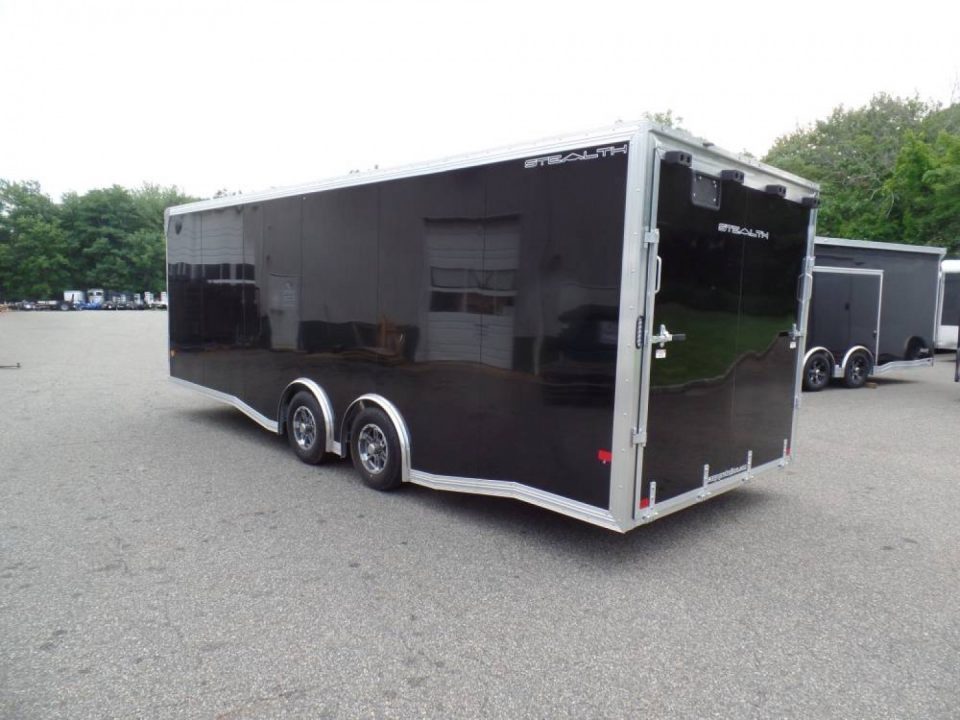 New 2025 ALCOM Aluminum Frame Enclosed Stealth Model 8.5X24 Enclosed Car Trailer, Finished Interior, White Walls, Black Coin Floor Car / Racing Trailer