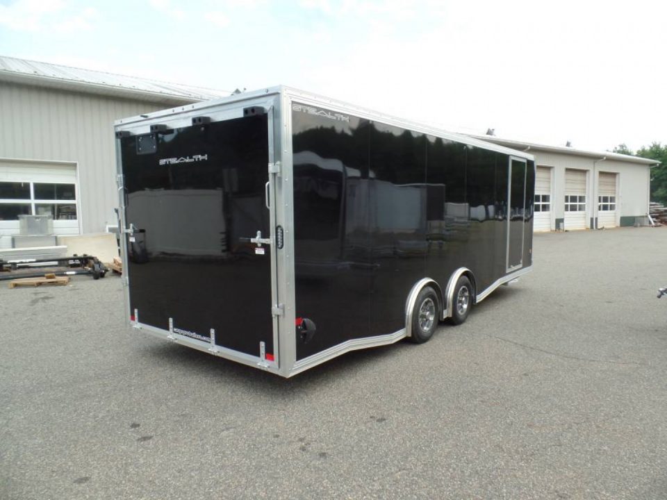 New 2025 ALCOM Aluminum Frame Enclosed Stealth Model 8.5X24 Enclosed Car Trailer, Finished Interior, White Walls, Black Coin Floor Car / Racing Trailer