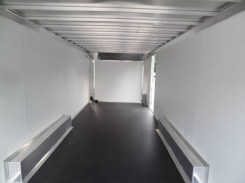 New 2025 ALCOM Aluminum Frame Enclosed Stealth Model 8.5X24 Enclosed Car Trailer, Finished Interior, White Walls, Black Coin Floor Car / Racing Trailer