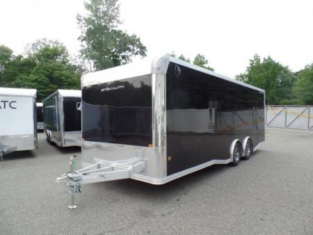 New 2025 ALCOM Aluminum Frame Enclosed Stealth Model 8.5X24 Enclosed Car Trailer, Finished Interior, White Walls, Black Coin Floor Car / Racing Trailer