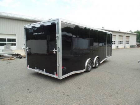 New 2025 ALCOM Aluminum Frame Enclosed Stealth Model 8.5X24 Enclosed Car Trailer, Finished Interior, White Walls, Black Coin Floor Car / Racing Trailer