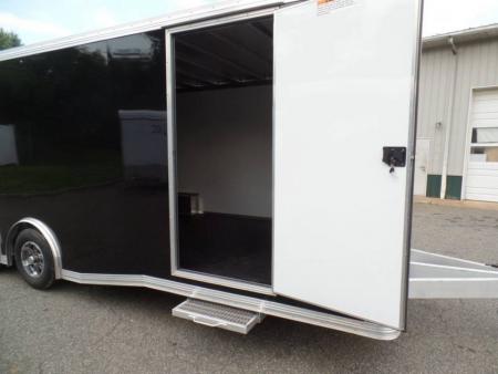 New 2025 ALCOM Aluminum Frame Enclosed Stealth Model 8.5X24 Enclosed Car Trailer, Finished Interior, White Walls, Black Coin Floor Car / Racing Trailer