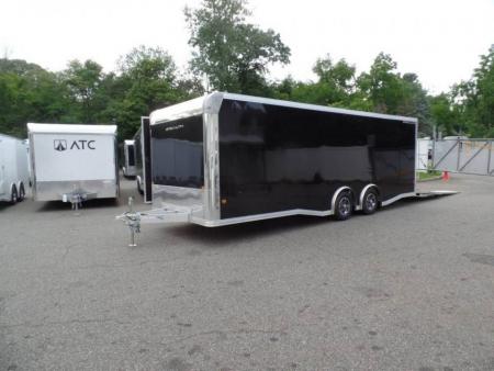 New 2025 ALCOM Aluminum Frame Enclosed Stealth Model 8.5X24 Enclosed Car Trailer, Finished Interior, White Walls, Black Coin Floor Car / Racing Trailer