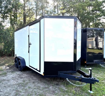 New 2027 Covered Wagon 7x16 Cargo / Enclosed Trailer, 84  Int Height, Black Out Pkg, .080 Polycore
