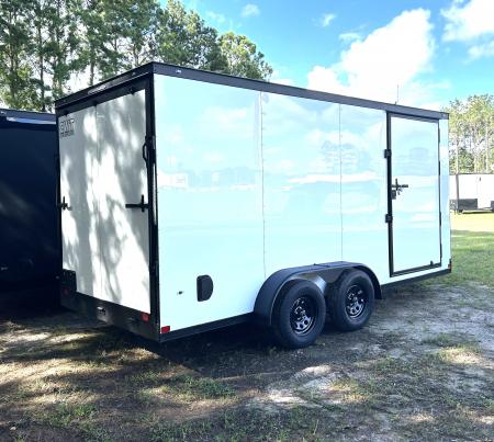 New 2027 Covered Wagon 7x16 Cargo / Enclosed Trailer, 84" Int Height, Black Out Pkg, .080 Polycore
