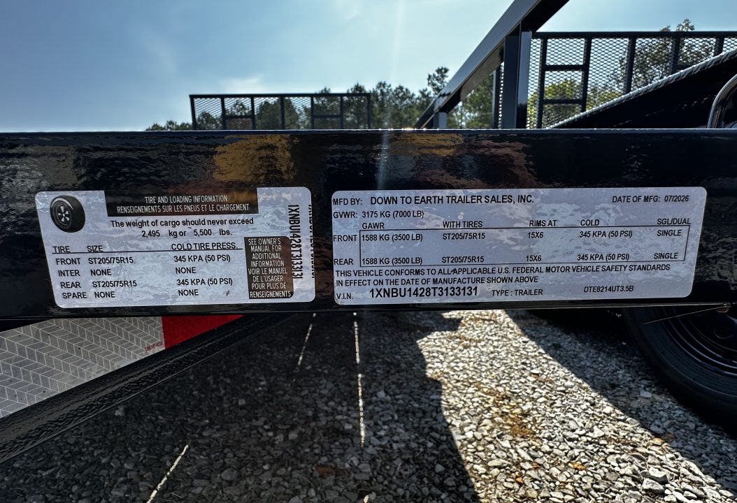 New 2026 Down 2 Earth Trailers DTE8214UT3.5B Utility Trailer