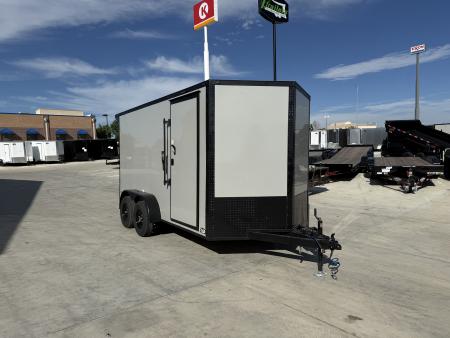 New NEW 2027 Sawyer 7x14+2’V, 7’ TALL, PolyCor Exterior, Wing, Enclosed Rear Ramp Car Hauler Cargo Trailer
