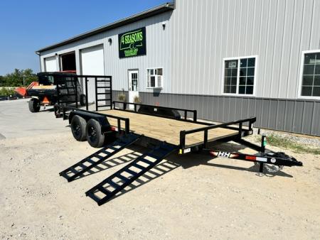 New 2027 H&H Trailers 82 X18' SIDE ATV RAMPS REAR LADDER GATE 7K GVWR Utility Trailer