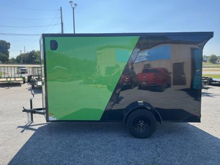 New 2027 6X12 SINGLE AXLE ENCLOSED TRAILER WITH SPOILER AND BLACKOUT PACKAGE