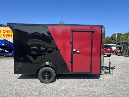 New 2027 6X12 SINGLE AXLE ENCLOSED TRAILER WITH SPOILER AND BLACKOUT PACKAGE