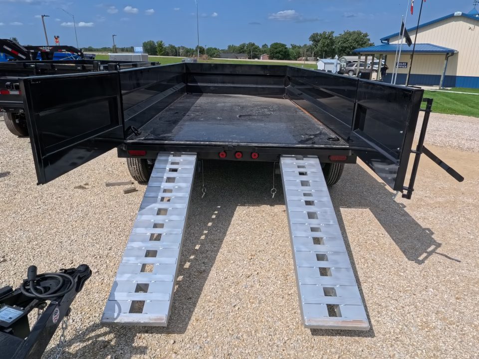 New 2027 Iron Bull 83 x 14 DTB Dump Trailer with 2) 7K Straight Axles, Elec. Brakes, 10 Ply Tires, Aluminum Ramps , Front Mount Tarp System