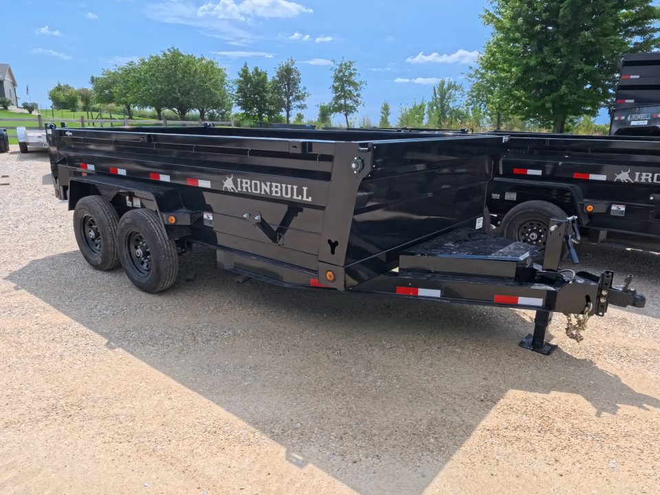 New 2027 Iron Bull 83 x 14 DTB Dump Trailer with 2) 7K Straight Axles, Elec. Brakes, 10 Ply Tires, Aluminum Ramps , Front Mount Tarp System