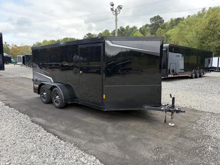 Used 2025 Haulmark 7x14 Low Hauler Motorcycle Trailer, Finished Interior With Wheel Choks