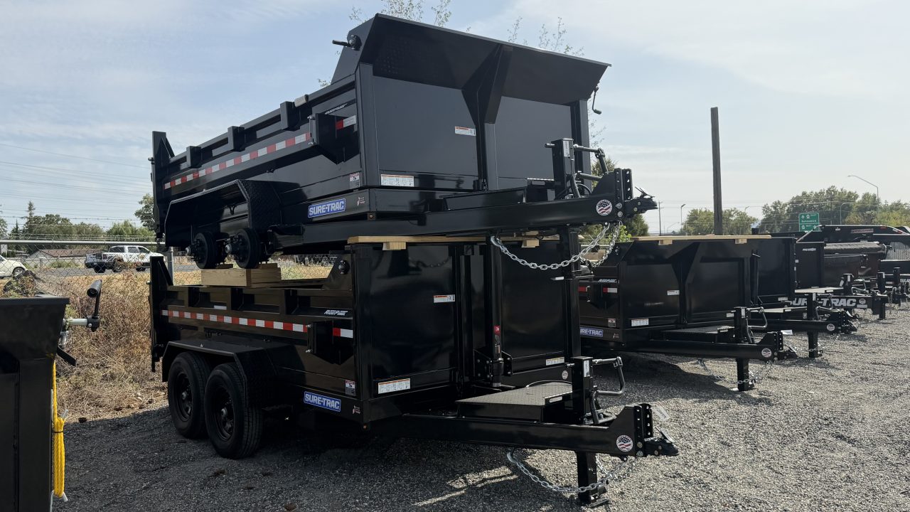 New 2027 Sure-Trac 7 x 12 HD Low Profile Telescoping dump 14K Dump Trailer