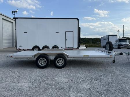 New Aluma 18' Wide Body Heavy Tandem Axle Electric Brakes Drive-Over Fender Ramp Front Rail Rub Rail STD 5K RTD 15" Aluminum Wheels