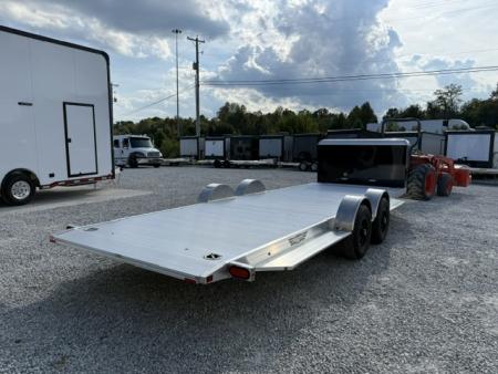 New Aluma 8220 Heavy XL Tilt Tandem Trailer with Electric Brakes, Recessed Tie Downs, and Cargo Box Black