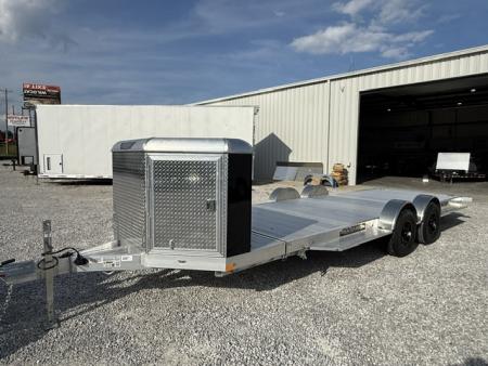 New Aluma 8220 Heavy XL Tilt Tandem Trailer with Electric Brakes, Recessed Tie Downs, and Cargo Box Black
