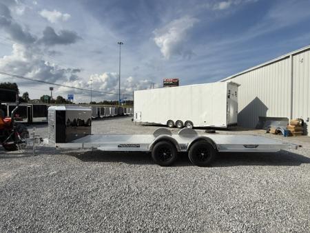 New Aluma 8220 Heavy XL Tilt Tandem Trailer with Electric Brakes, Recessed Tie Downs, and Cargo Box Black