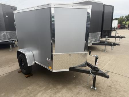 New 2026 Cross Silver 4'x6' 3k Beta Flat Top V-Nose Enclosed Cargo Trailer