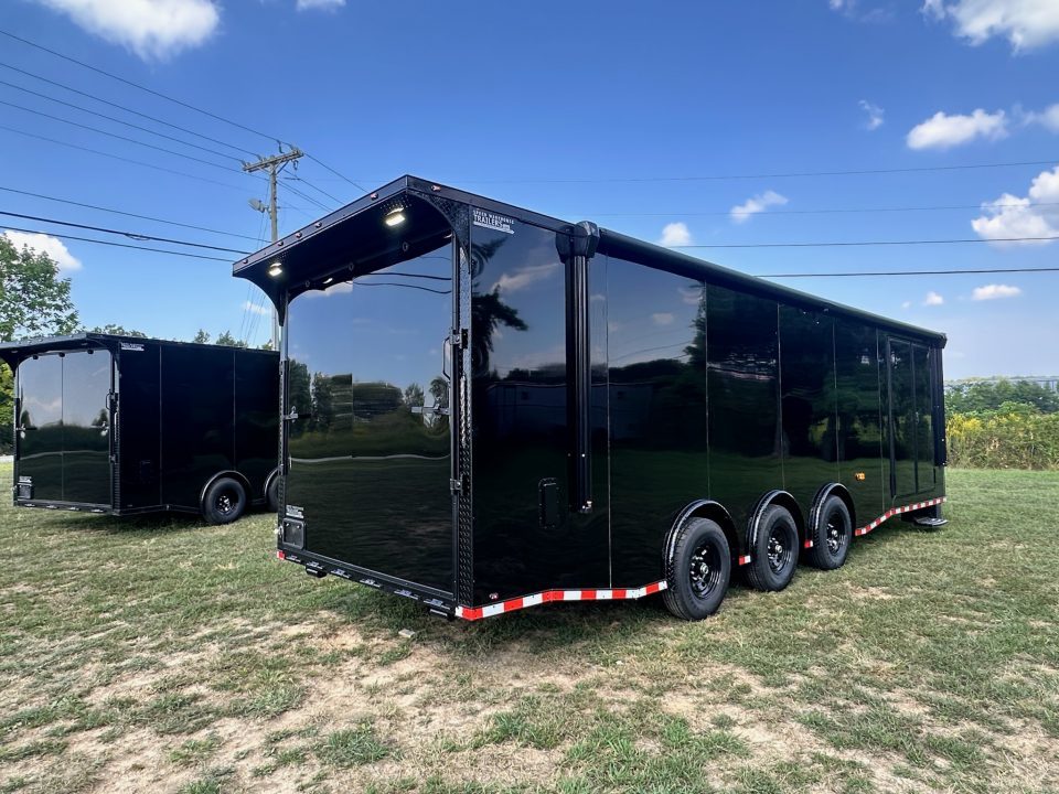 New 2027 8.5x28 Race Trailer-Finished Interior-7000LB Triple Torsion-- RECESSED E TRACK-Awning-Double Doors-GEN BOX