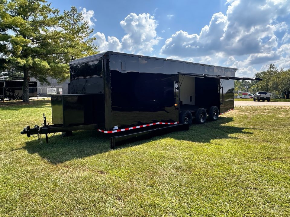 New 2027 8.5x28 Race Trailer-Finished Interior-7000LB Triple Torsion-- RECESSED E TRACK-Awning-Double Doors-GEN BOX