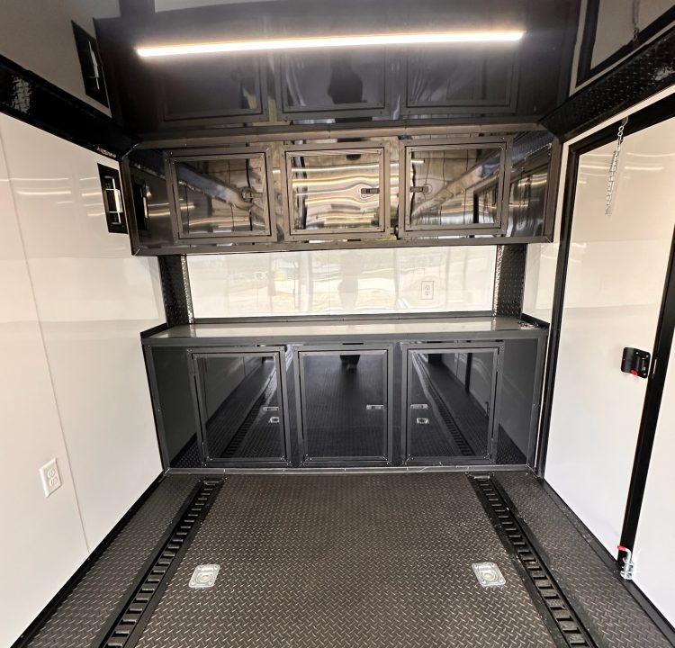 New 2027 8.5x28 Race Trailer-Finished Interior-7000LB Triple Torsion-- RECESSED E TRACK-Awning-Double Doors-GEN BOX