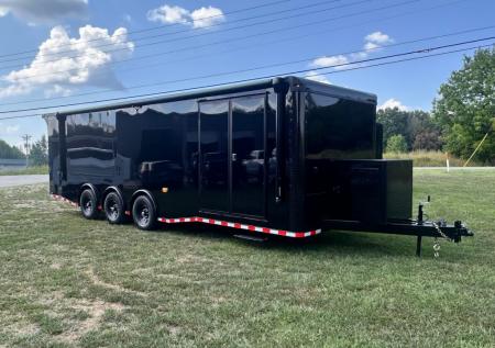 New 2027 8.5x28 Race Trailer-Finished Interior-7000LB Triple Torsion-- RECESSED E TRACK-Awning-Double Doors-GEN BOX