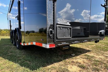 New 2027 8.5x28 Race Trailer-Finished Interior-7000LB Triple Torsion-- RECESSED E TRACK-Awning-Double Doors-GEN BOX
